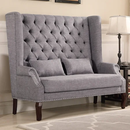 Traditional Wingback Settee with Diamond Tufting